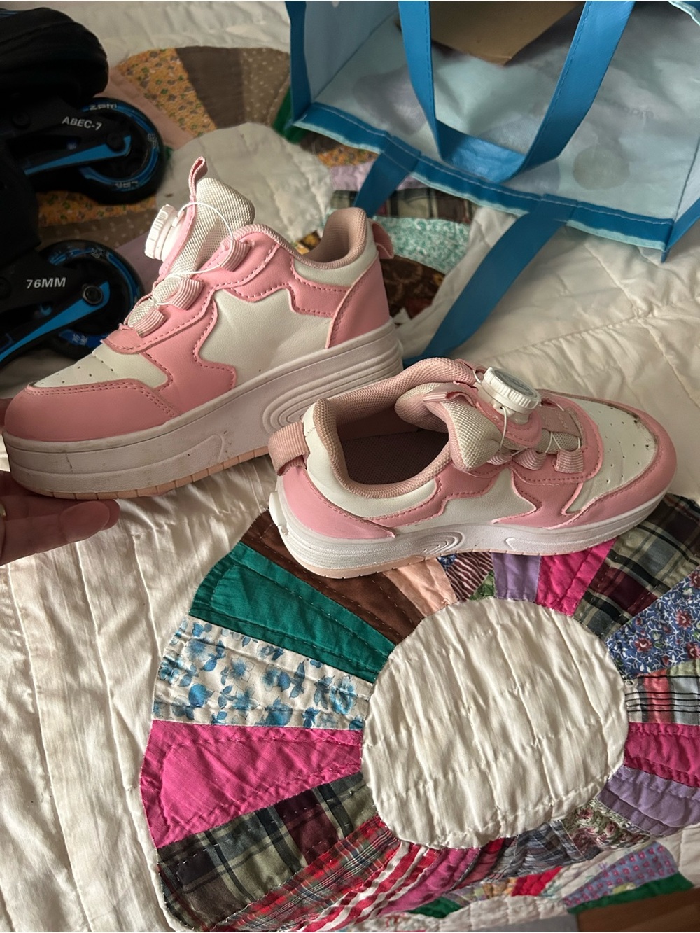 Kids Pink and White Athletic Sneakers